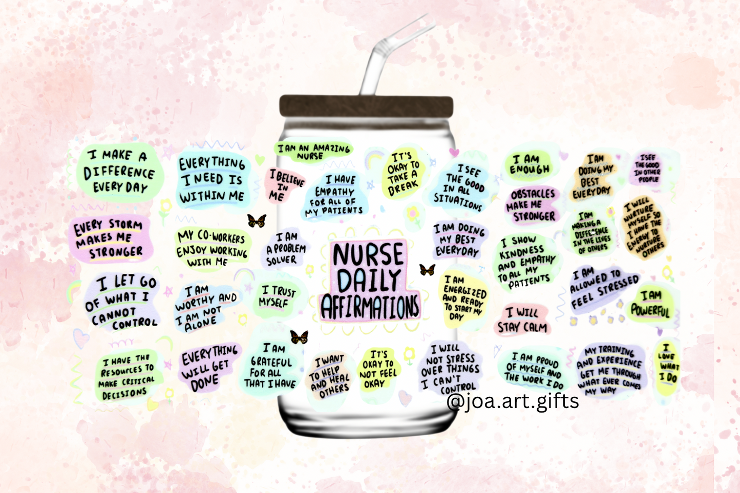 Nurse Fuel Glass Mug with Straw