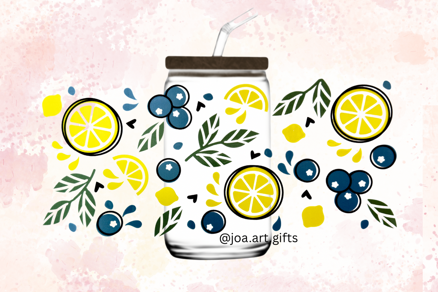 Fruit Lovers Glass Mug with Straw