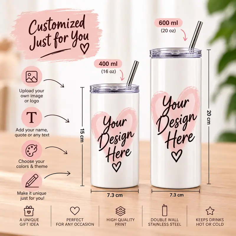Custom S. Steel Skinny Tumbler